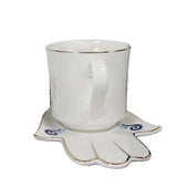 18 oz Ceramic Mug and Saucer Set - Evil Eye White - Magick Magick.com