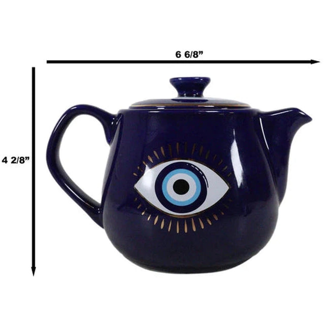 18 oz Ceramic Tea Pot - Evil Eye Blue - Magick Magick.com