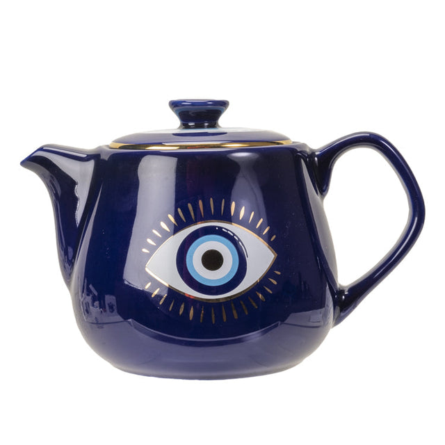 18 oz Ceramic Tea Pot - Evil Eye Blue - Magick Magick.com