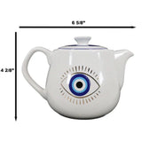 18 oz Ceramic Tea Pot - Evil Eye White - Magick Magick.com