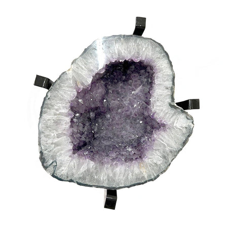 18" x 17" x 16" Amethyst Geode Table with Stainless Steel Base (56.76 lbs) - Magick Magick.com