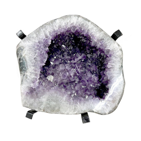 18" x 17" x 16" Amethyst Geode Table with Stainless Steel Base (72.6 lbs) - Magick Magick.com