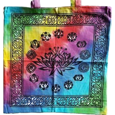 18" x 18" Lotus Chakra Tie Dye Tote Bag - Magick Magick.com