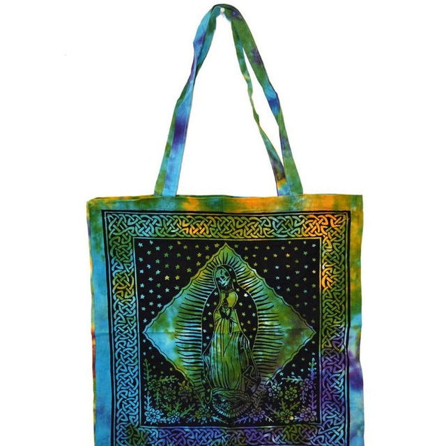 18" x 18" Santa Muerte Tie Dye Tote Bag - Magick Magick.com