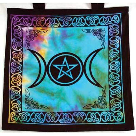 18" x 18" Triple Moon Pentagram Tie Dye Tote Bag - Magick Magick.com