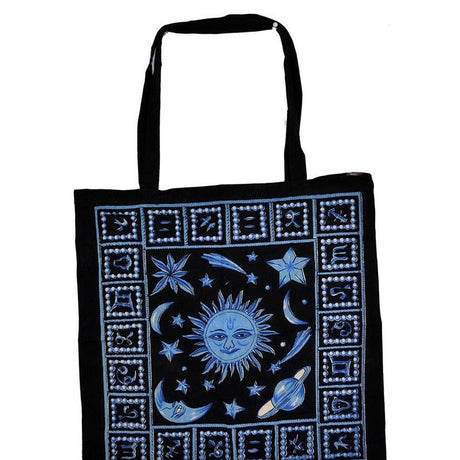 18" x 18" Zodiac Stars Blue Tie Dye Tote Bag - Magick Magick.com