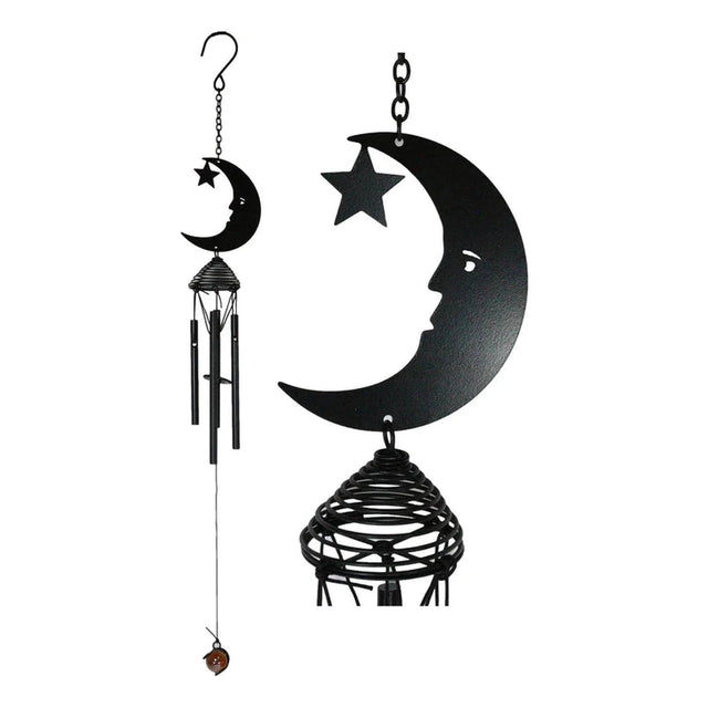 19" Black Crescent Moon Wind Chime - Magick Magick.com