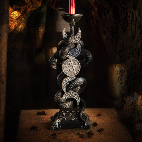 19.4" Triple Moon with Snake Candle Holder - Magick Magick.com
