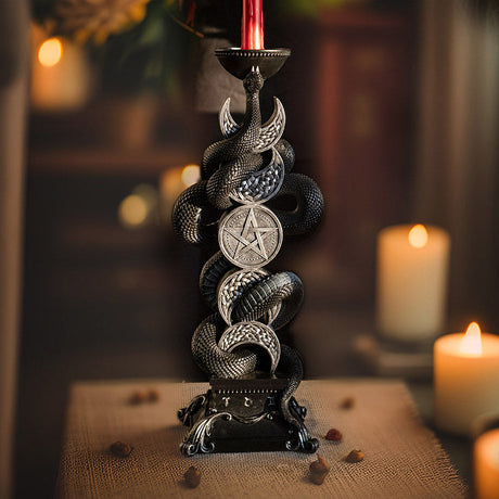 19.4" Triple Moon with Snake Candle Holder - Magick Magick.com