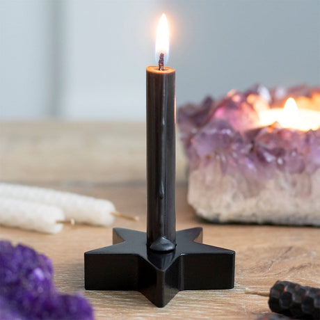 2" Black Star Spell Candle Holder - Magick Magick.com