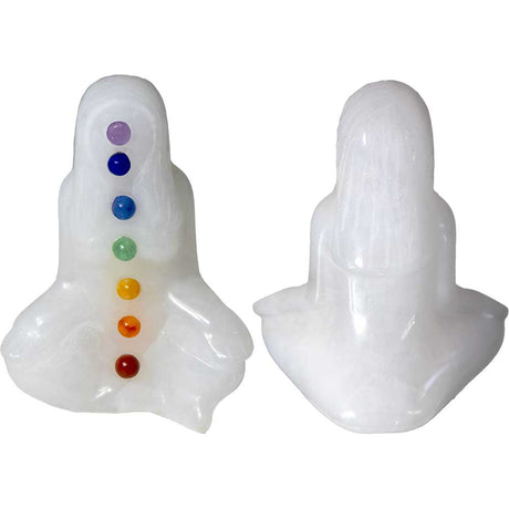 2" Chakra Yoga Lady White Jade Figurine - Magick Magick.com