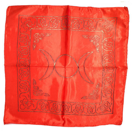 21" Satin Altar Cloth - Triple Moon on Red & Gold - Magick Magick.com