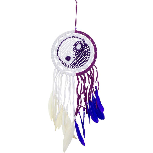 21" Yin Yang Woven Dream Catcher - Purple & White - Magick Magick.com