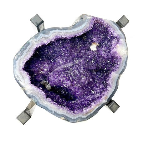 21" x 17" x 18" Amethyst Geode Table with Stainless Steel Base (70.07 lbs) - Magick Magick.com