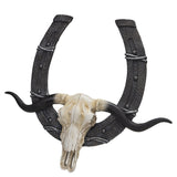 21.75" Western Horseshoe Cow Skull Plaque - Magick Magick.com