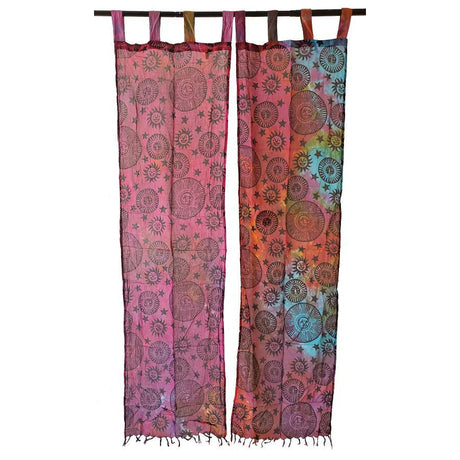 22" x 72" Suns & Stars Tie Dye Cotton Curtain (Set of 2) - Magick Magick.com