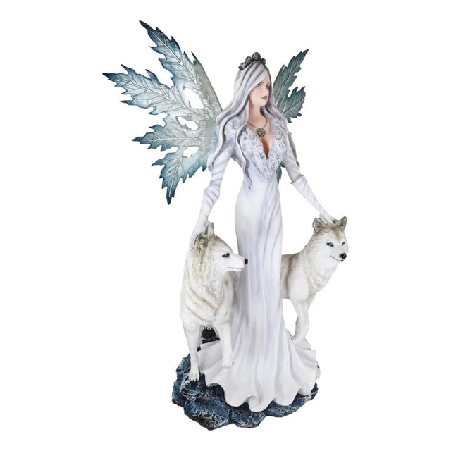 23.75" Fairy Statue - Fairy with White Wolves - Magick Magick.com