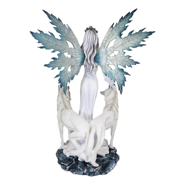 23.75" Fairy Statue - Fairy with White Wolves - Magick Magick.com