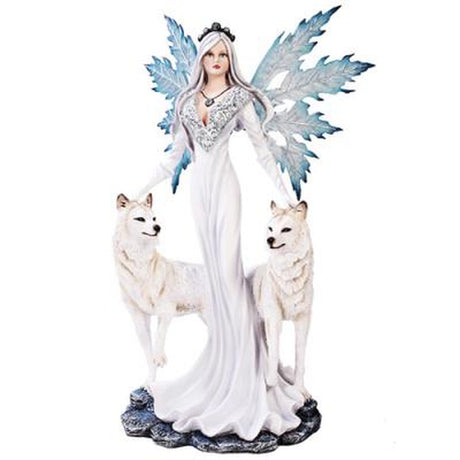 23.75" Fairy Statue - Fairy with White Wolves - Magick Magick.com
