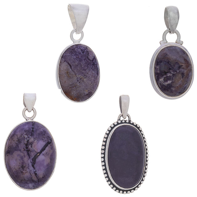 24-36 mm Tiffany Stone Oval Sterling Silver Pendant (Assorted Design) - Magick Magick.com