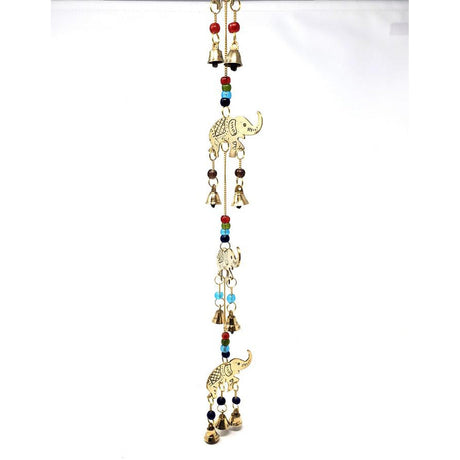 24" Elephant Brass Wind Chime with Beads - Magick Magick.com