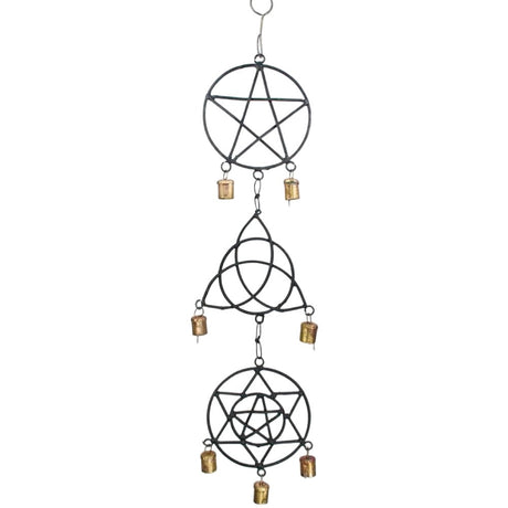 24" Pentagram, Triquetra, Solomon's Seal Wind Chime - Magick Magick.com