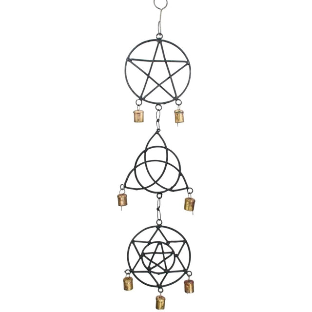 24" Pentagram, Triquetra, Solomon's Seal Wind Chime - Magick Magick.com