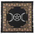 24" Satin Altar Cloth - Triple Moon Pentagram on Black & Gold - Magick Magick.com