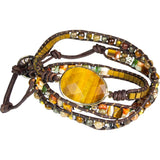 24" Wrap Bracelet Leather & Mixed Gemstones with Tiger Eye Accent - Magick Magick.com