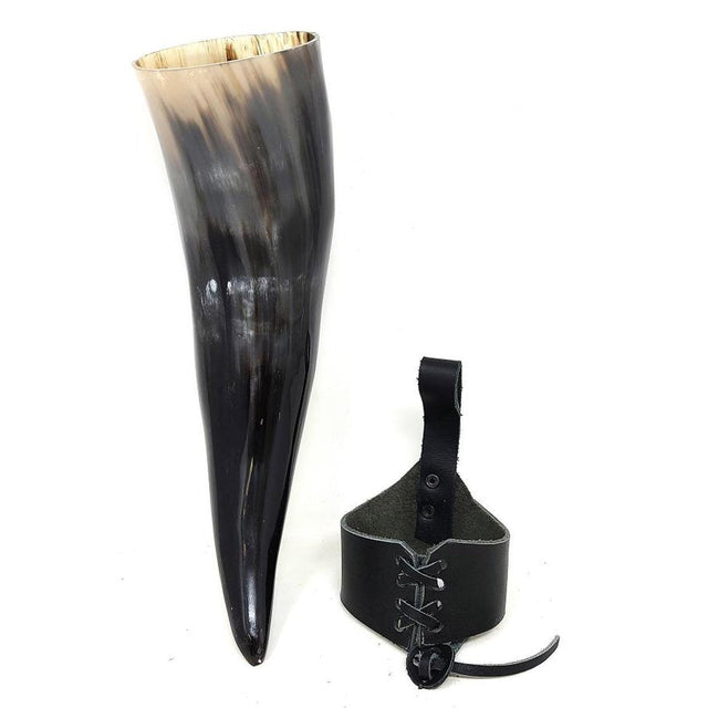 24 oz Authentic Medieval Viking Drinking Horn (Handcrafted with Leather Frog) - Magick Magick.com