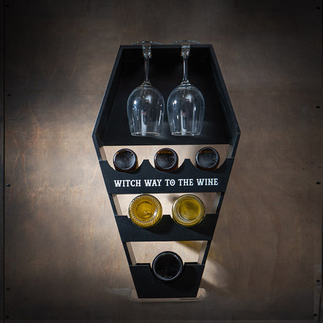 24.5" Coffin Wine Wall Shelf Rack - Magick Magick.com