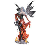 24.5" Fairy Statue - Fire Fairy with Black Dragon - Magick Magick.com