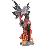 24.5" Fairy Statue - Fire Fairy with Black Dragon - Magick Magick.com