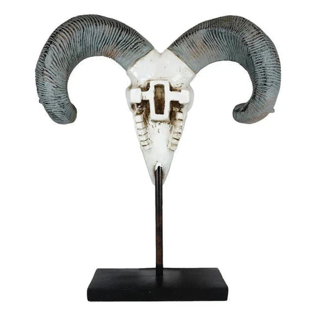 29.5" Ram Skull on Stand Statue - Magick Magick.com