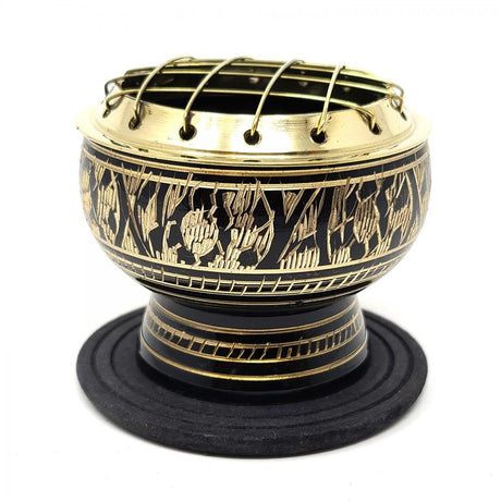 2.5" Black Carved Brass Burner with Coaster - Magick Magick.com