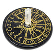 3" Black Agate Altar Tile - Celestial Sun with Crystal Quartz - Magick Magick.com