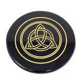 3" Black Agate Altar Tile - Triquetra - Magick Magick.com