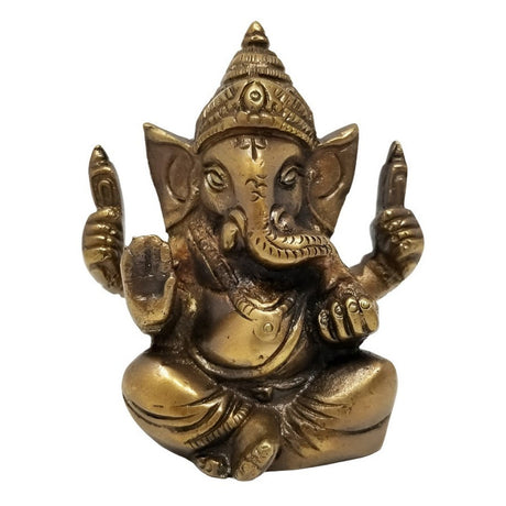 3" Ganesh Honey Gold Finish Solid Brass Statue - Magick Magick.com