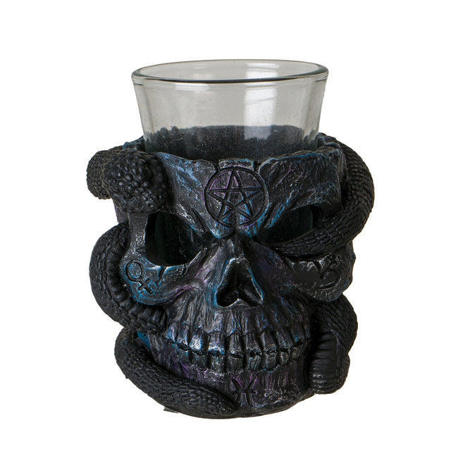 3" Resin Shot Glass - Skull and Snake - Magick Magick.com