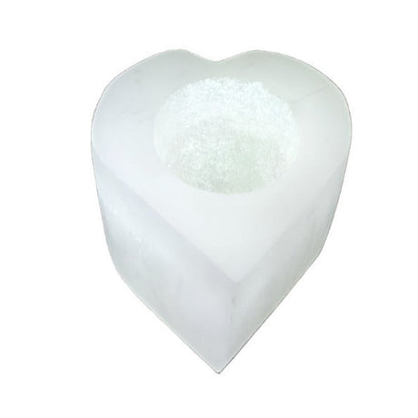 3" Selenite Heart Tealight Candle Holder - Magick Magick.com