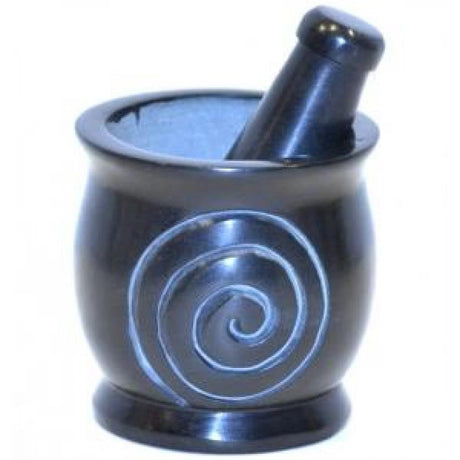 3" Spiral Black Soapstone Mortar & Pestle - Magick Magick.com