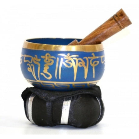 3" Tibetan Singing Bowl with Cushion - Blue - Magick Magick.com