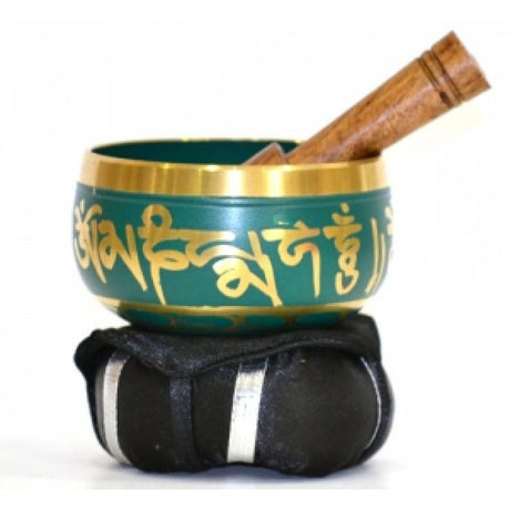 3" Tibetan Singing Bowl with Cushion - Green - Magick Magick.com