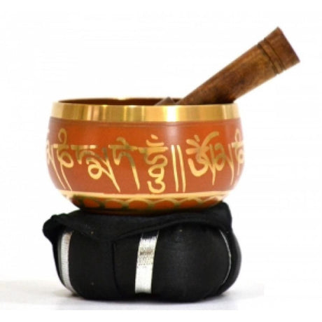 3" Tibetan Singing Bowl with Cushion - Orange - Magick Magick.com