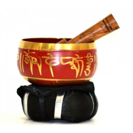 3" Tibetan Singing Bowl with Cushion - Red - Magick Magick.com