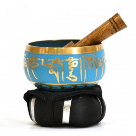 3" Tibetan Singing Bowl with Cushion - Sea Blue - Magick Magick.com