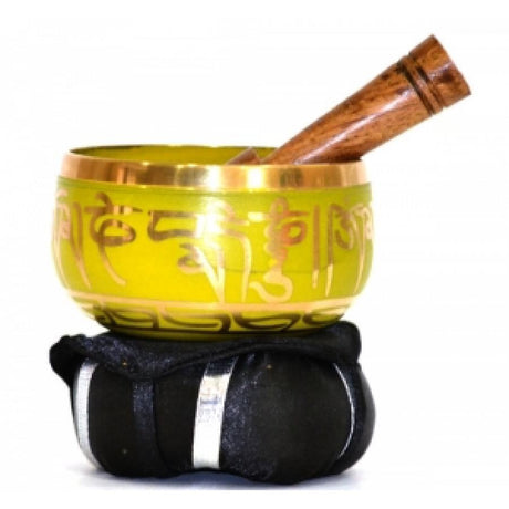 3" Tibetan Singing Bowl with Cushion - Yellow - Magick Magick.com
