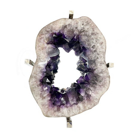 32" x 25" x 17" Amethyst Geode Table with Stainless Steel Base (160.6 lbs) - Magick Magick.com