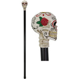 34.25" Day of the Dead Walking Cane - White Skull - Magick Magick.com