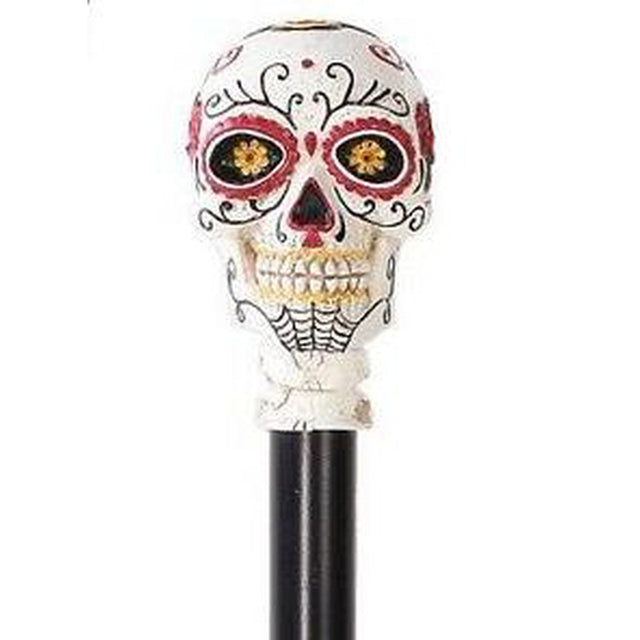 34.25" Day of the Dead Walking Cane - White Skull - Magick Magick.com